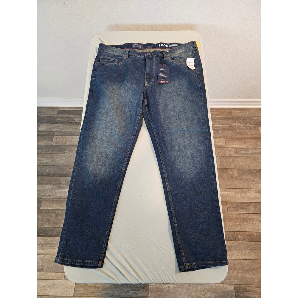 IZOD Mens Sportflex Comfort Stretch Tapered Fit Jeans Sullivan Wash 42x30 NEW